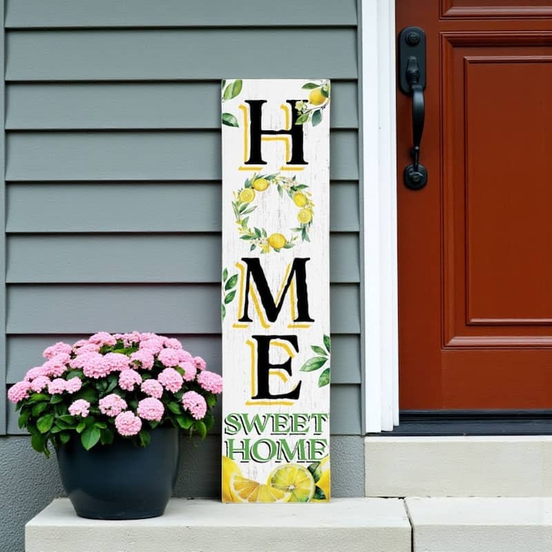 HomeRoots 10" Green White And Yellow Solid Wood Home Sweet Home Porch Sign - Green/Yellow/White - Wood