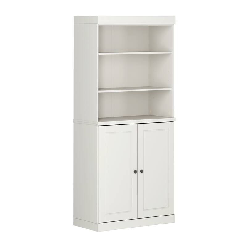 Solid Wood Tall Bookcase with Doors, Adjustable Shelves, Modular Storage, Open Display Bookshelf, 32" W x 71.5" H