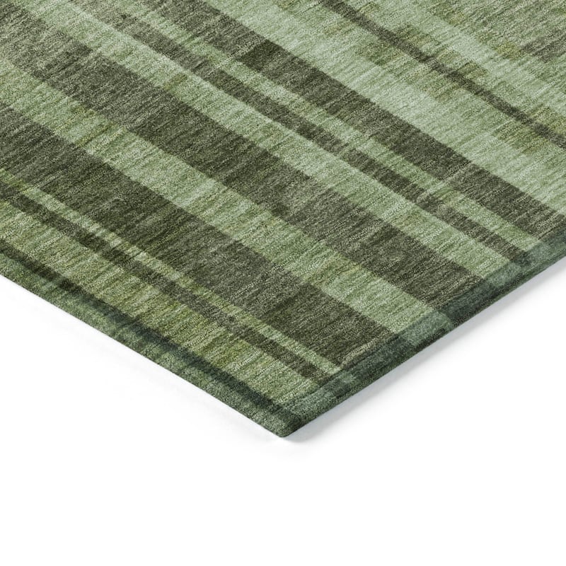 Machine Washable Indoor/ Outdoor Modern Stripes Chantille Rug