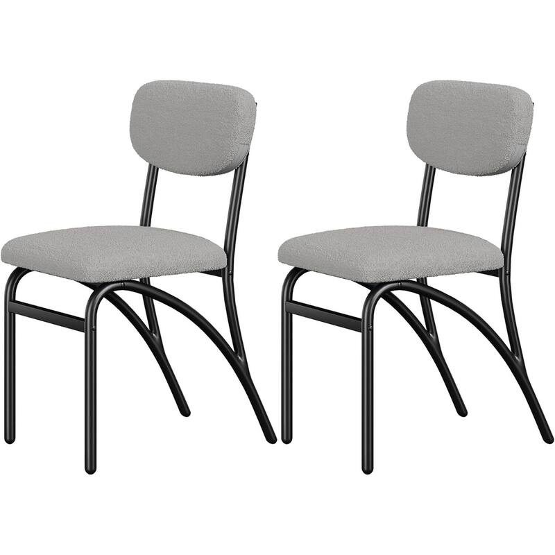 Modern Upholstered Kitchen Dining Room Chairs Set of 2,with Arched Metal Legs - Gray - 2-Piece