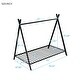 preview thumbnail 9 of 9, Black Twin Size Metal House Tent Floor Play Bed with Slat for Kids, Girls and Boys