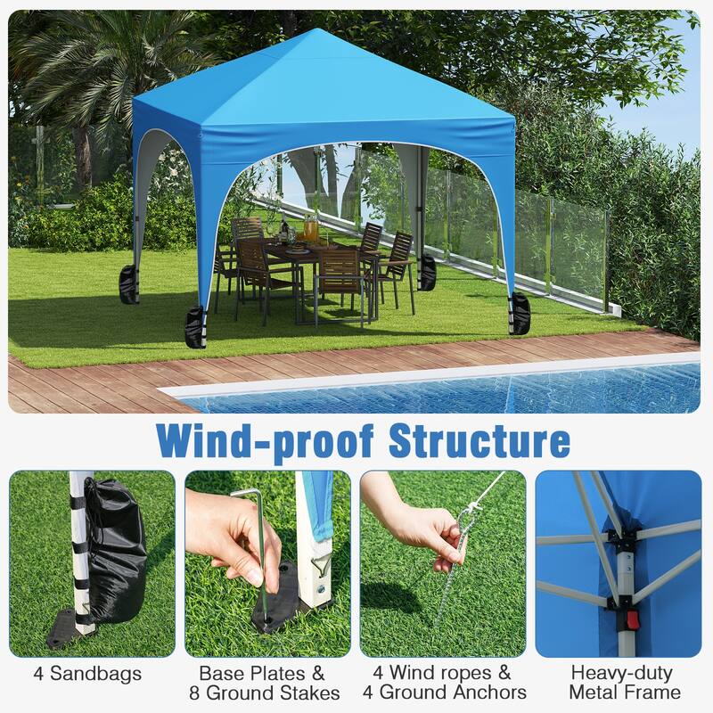 10x10 Pop Up Canopy Tent with Sidewalls for Outdoor Events and Parties