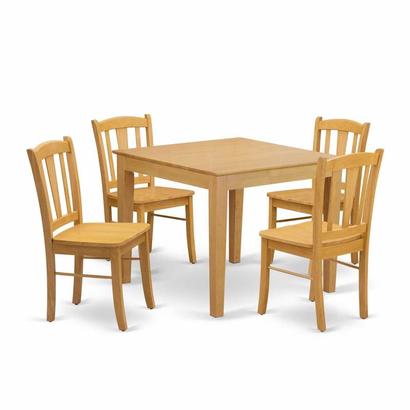 5-Piece Natural Oak Finish Solid Wood Top - Dining Room Set - Seats-4