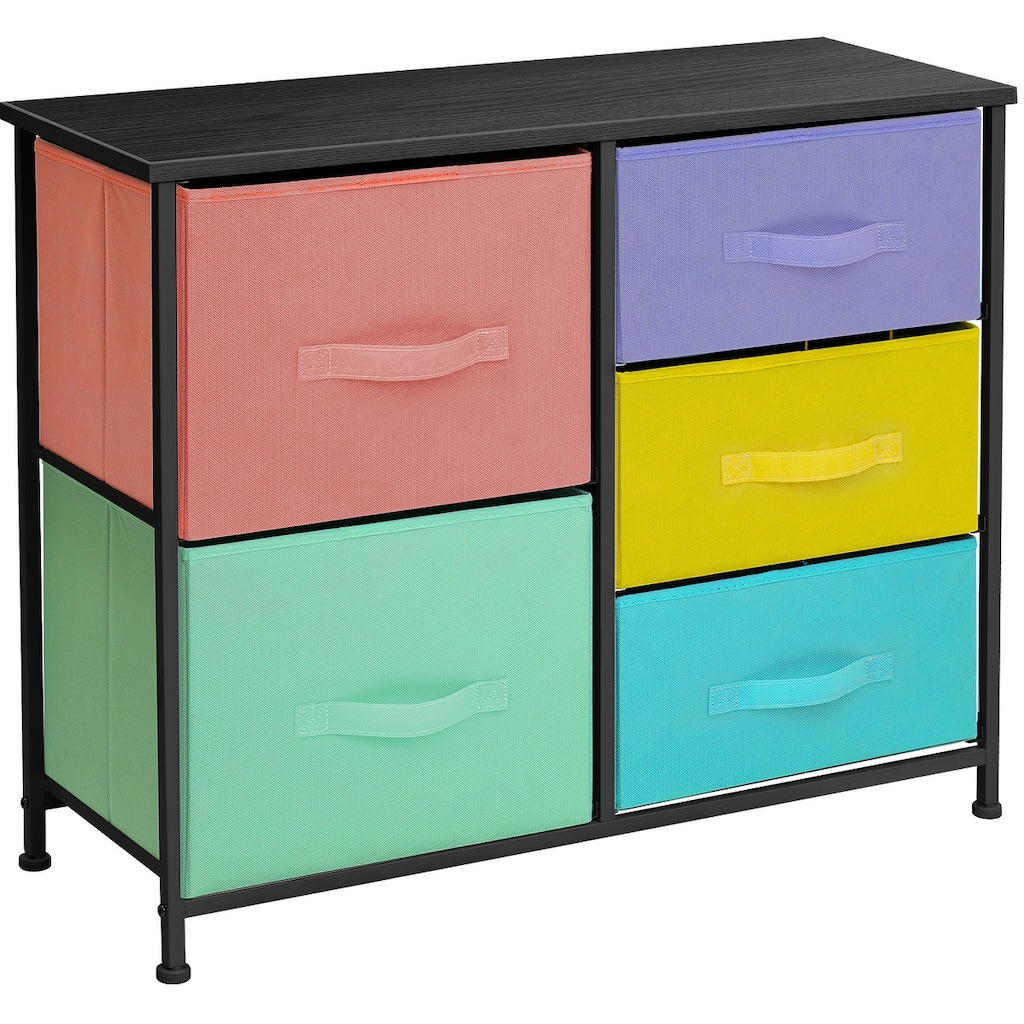 5 Drawer Bedroom Chest Dresser and TV Stand, Pastel Collection