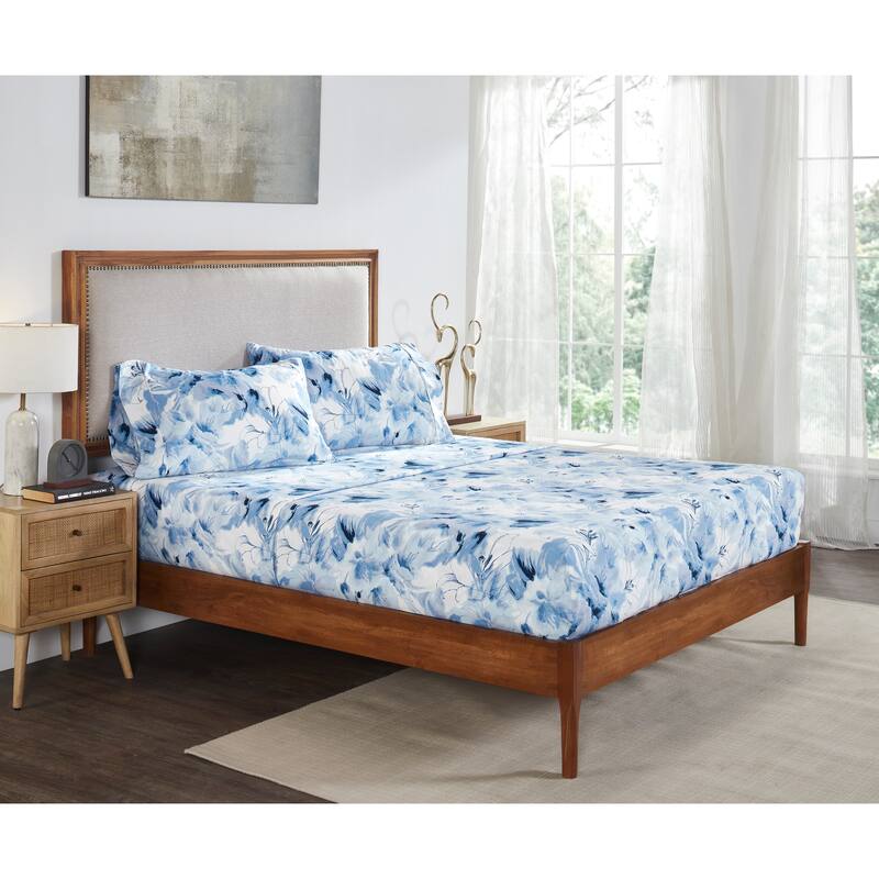 Better Trends Rosalia Collection 4-Piece Microfiber Floral Bedsheet Set - Soft, Durable & Machine Washable
