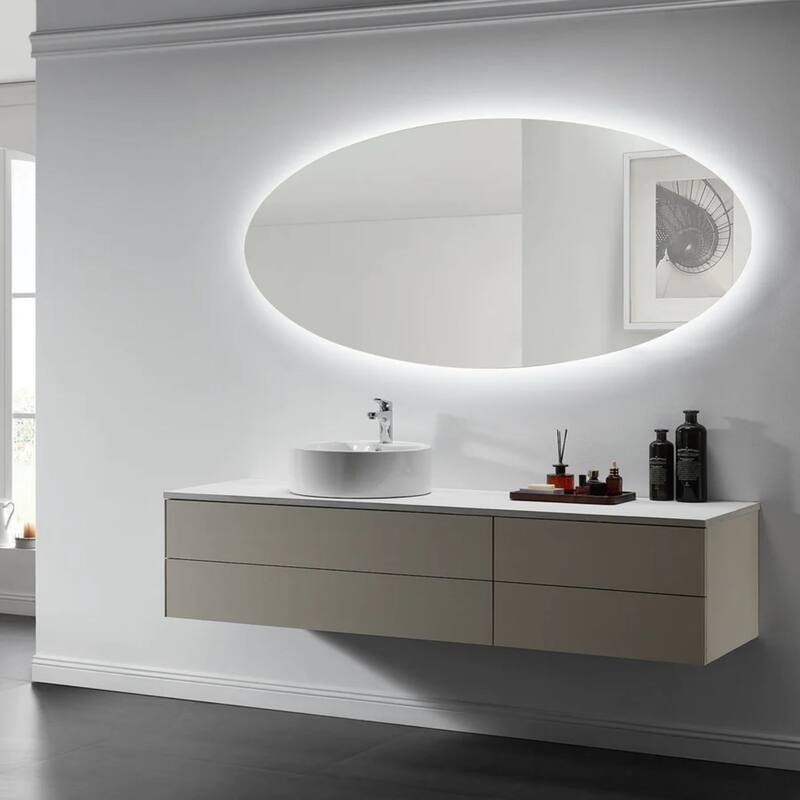 Modern Mirrors Aurora Oval Lighted Bathroom Vanity Wall Mirror - IP44