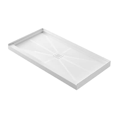 MEDUNJESS White Shower Base Center Drain, Non-Slip Design