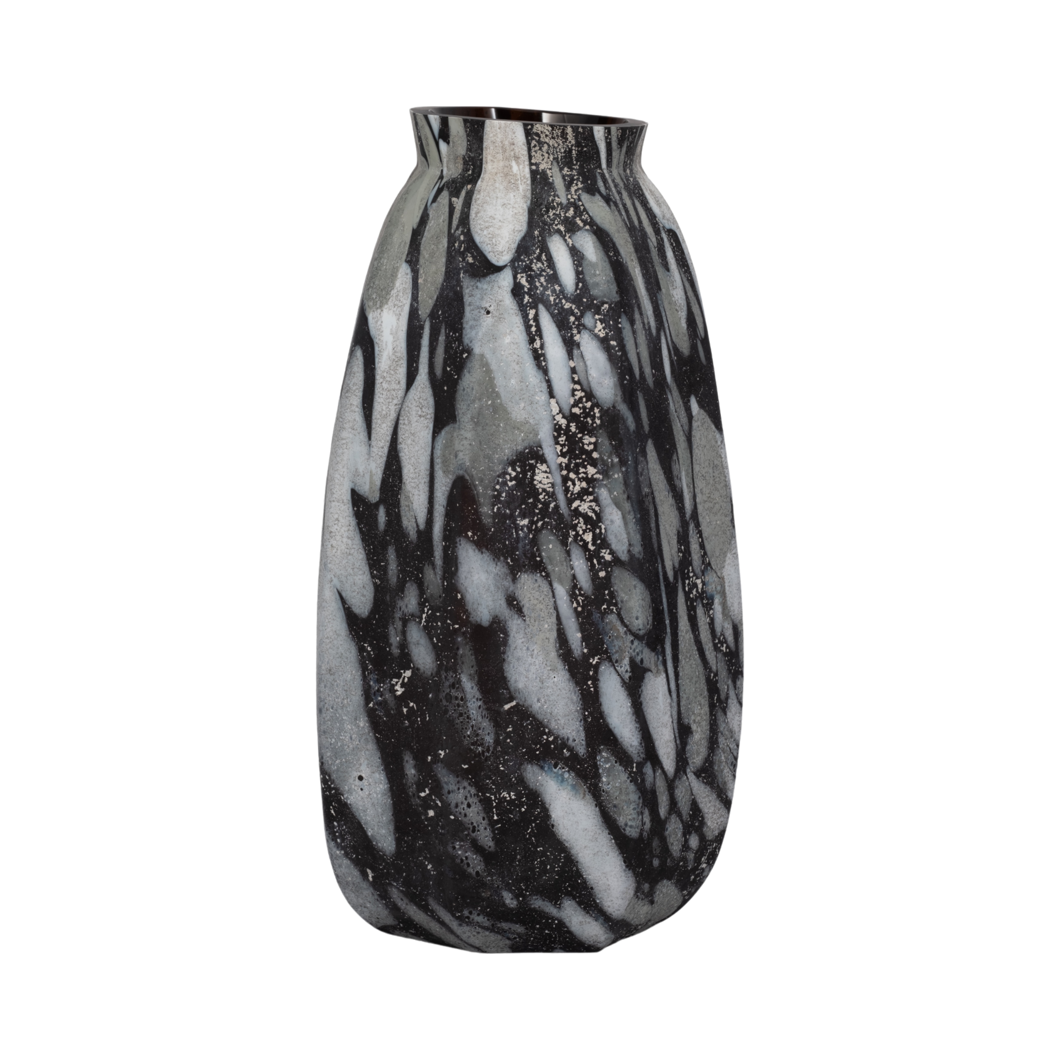 Decorative Vase, Gray Glass Medium Sculptural Silhouette, 20 in.