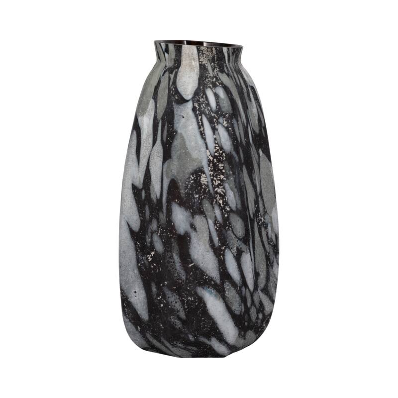 Decorative Glass Vase with Abstract Pattern - Artistic Tall Flower Vase for Home Decor