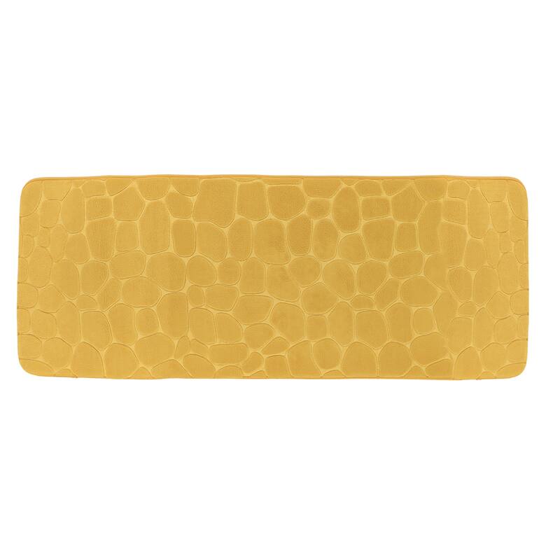 Memory Foam Runner Bath Mat Pebble Design 48x18 - Mustard Yellow