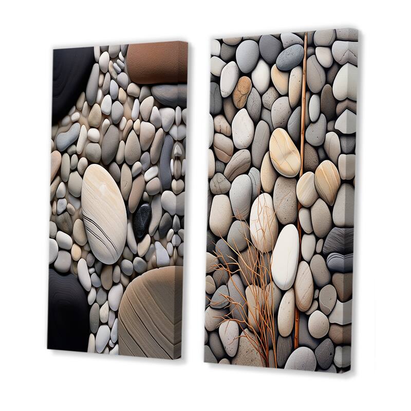 Designart "Beach Photo Harmonious Balance" Coastal Beach Wall Art Set Of 2 Grey Nautical Wall Art For Home Decor