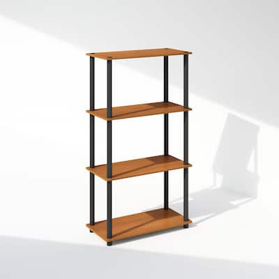 43.25 in. Tall Light Cherry/White Wood 4-Shelf Bookcase