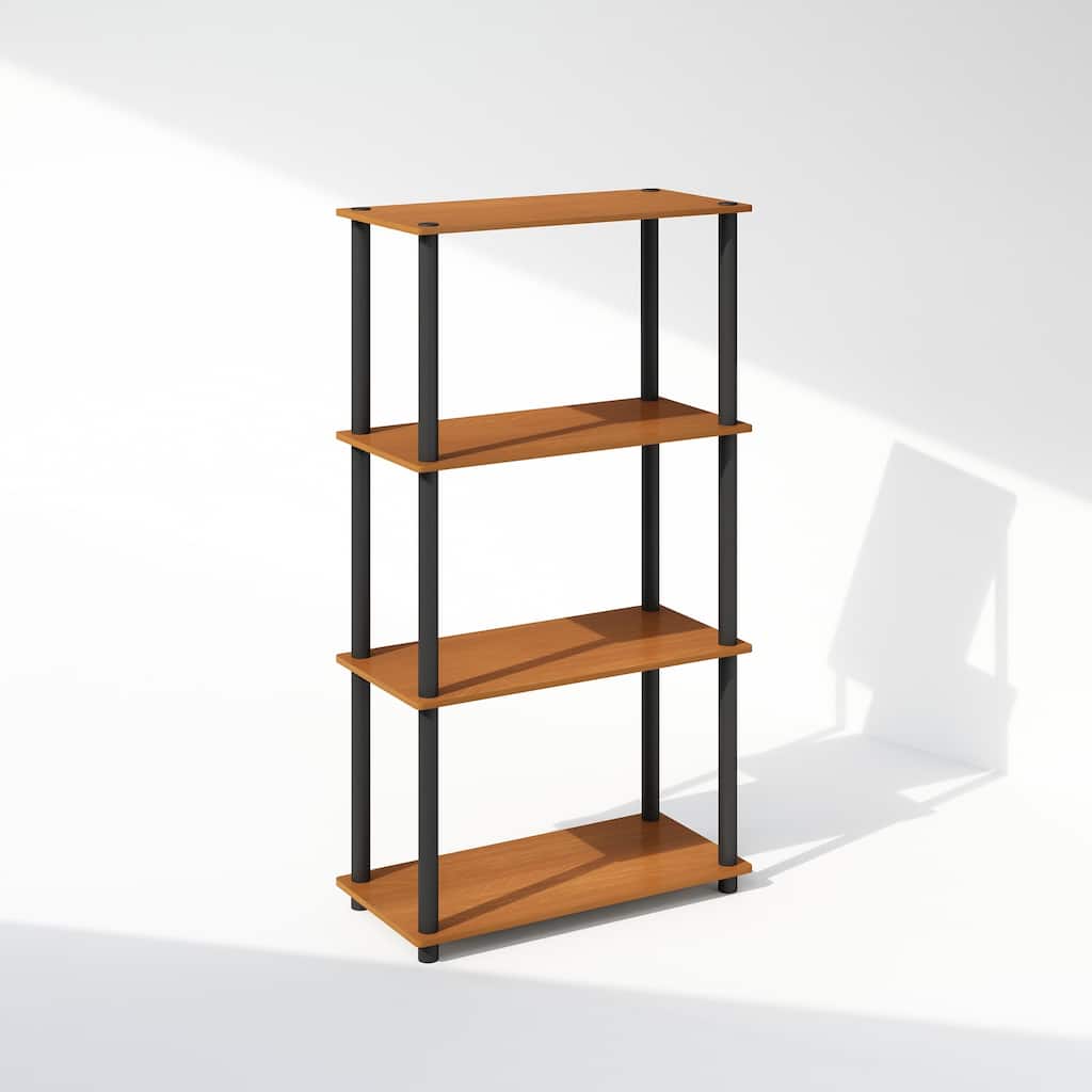 43.25 in. Tall Light Cherry/White Wood 4-Shelf Bookcase