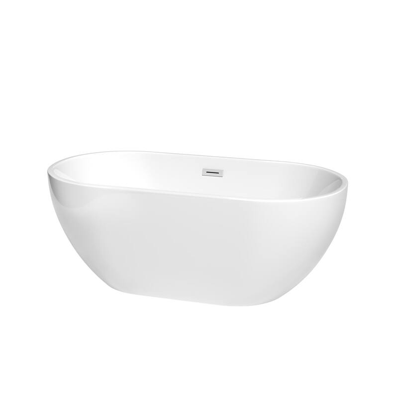 Wyndham Collection Brooklyn 60" Free Standing Acrylic Soaking Tub with - White / Polished Chrome Trim