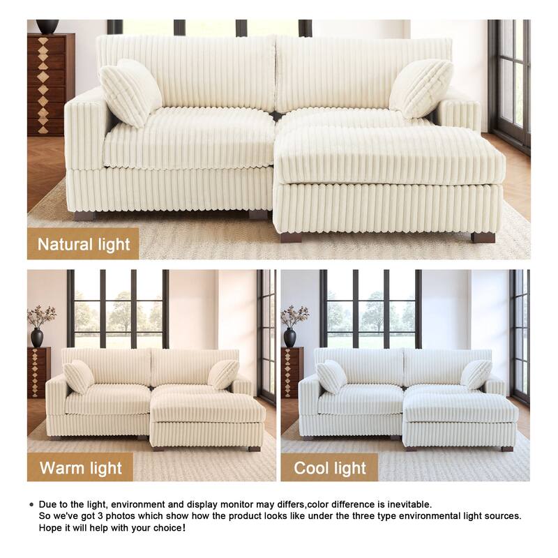 80"W Plush Modular Sectional Sofa with Pillows for Living Room