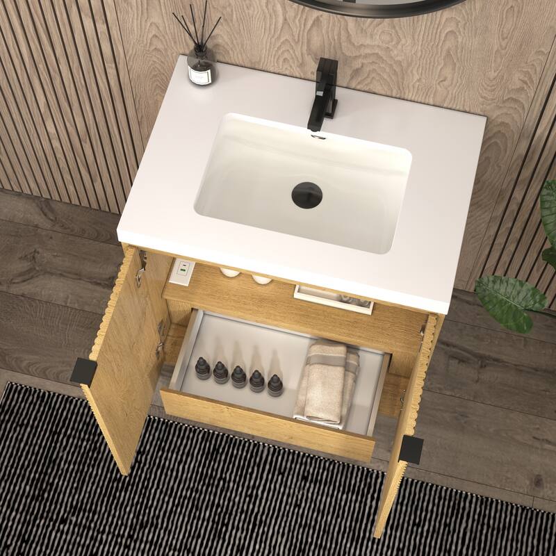 Milano 30" Freestanding Bathroom Vanity with White Acrylic Sink