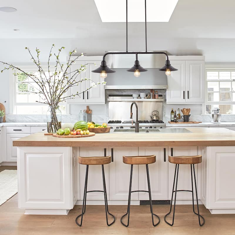 Cade 34.25" 3-Light Metal Farmhouse Industrial LED Pendant, Oil Rubbed Bronze by JONATHAN Y