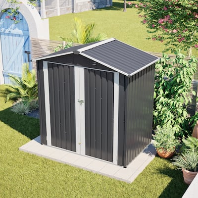 6x4 FT Metal Outdoor Storage Shed Metal Shed with Lockable Door