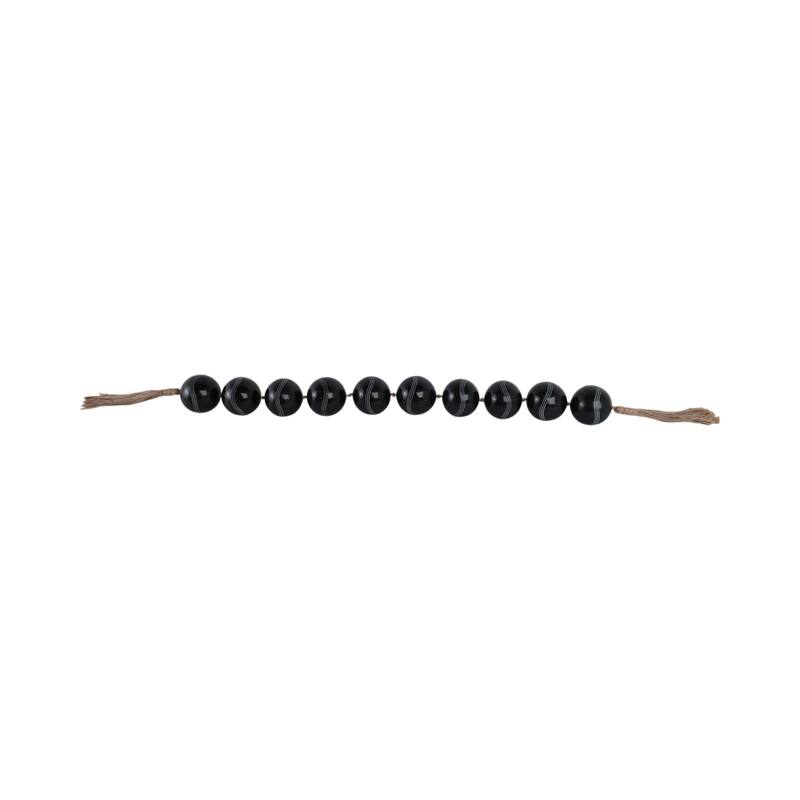 Resin Decorative Carved Beads with Tassels Modern Accent - 49" Black - 49" x 3" x 3"