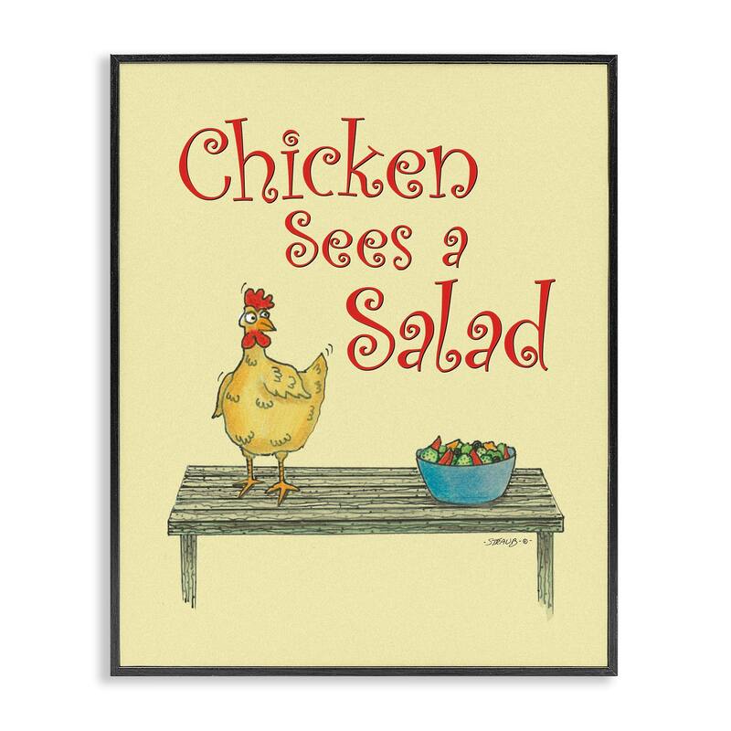 Stupell Chicken Salad Vintage Pun Framed Giclee Art Design By Roger Straub - 16 x 20 - Black