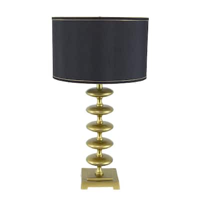 A&B Home Gold and Black Table Lamp with Contemporary Disc Design