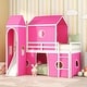 preview thumbnail 8 of 20, Kids Bed Wooden Loft Bed with Slide,Tent&Tower Pink-Twin - Twin