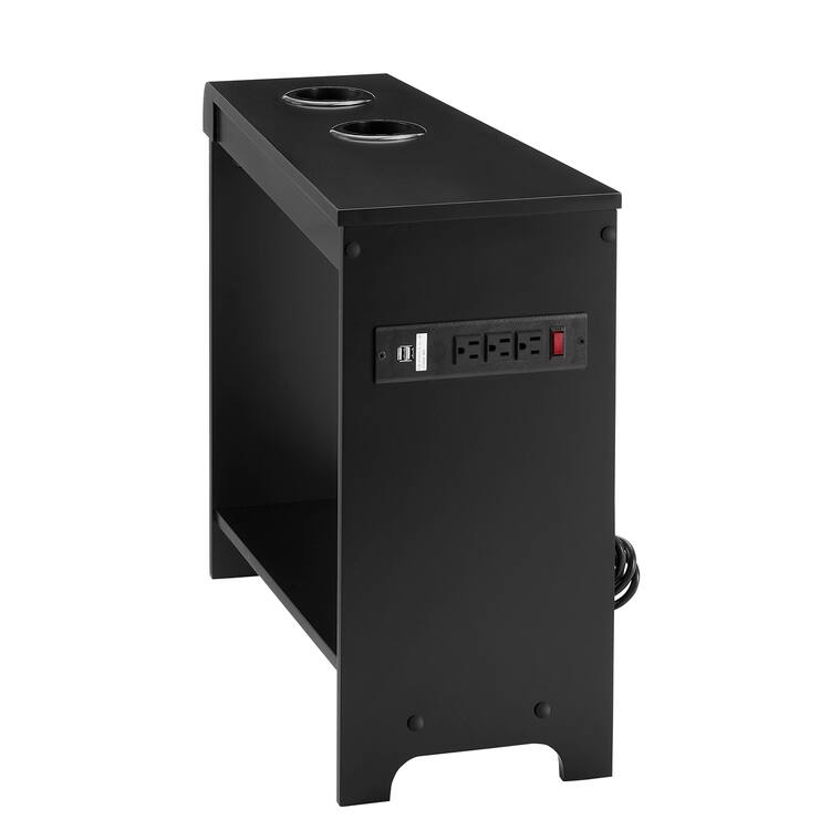 Nightstand with Charging Station - End Table with USB Ports & Outlets - Black