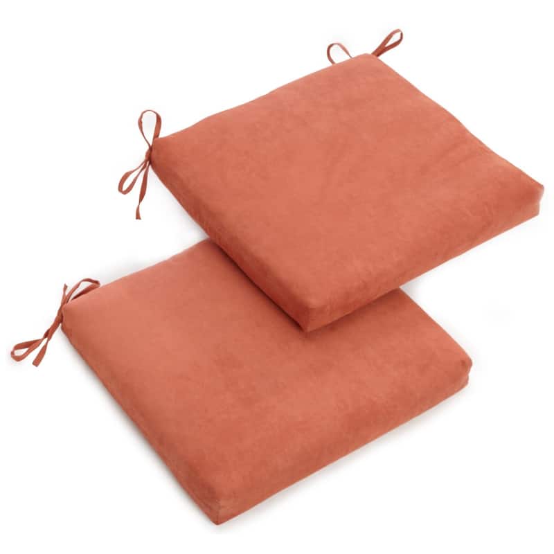 20-inch by 19-inch Microsuede Chair Cushion with Ties (Set of 1, 2, or 4) - Set of 2 - Spice