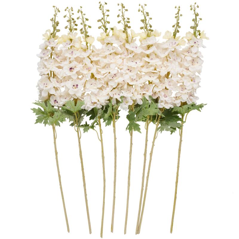 Faux Foliage Delphinium Tall Artificial Flower Stem - Set of 8 White - Roche River Decor - White