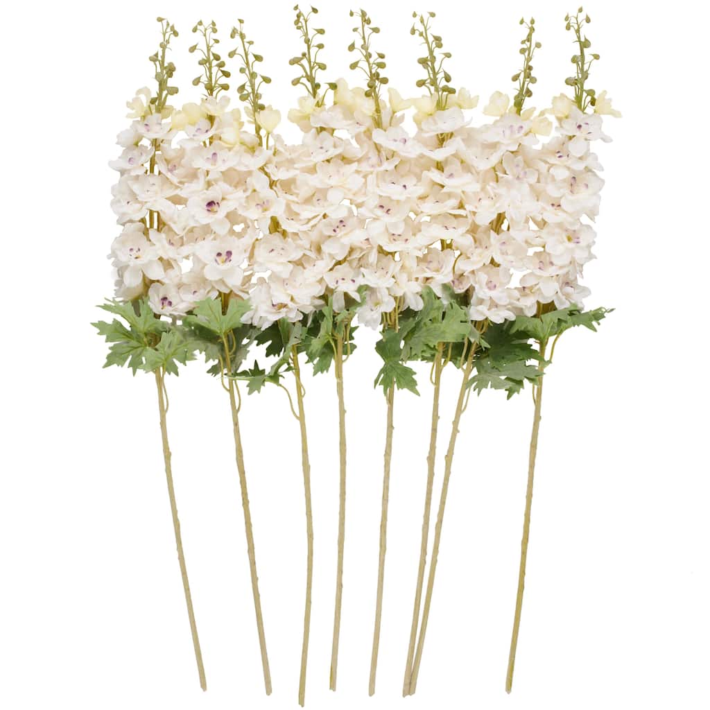 Faux Foliage Delphinium Tall Artificial Flower Stem - Set of 8 White - Roche River Decor