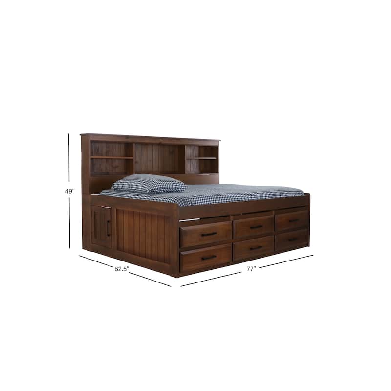 American Furniture Classics Solid Pine Full Daybed with 6 Sturdy Drawers in Classic Walnut