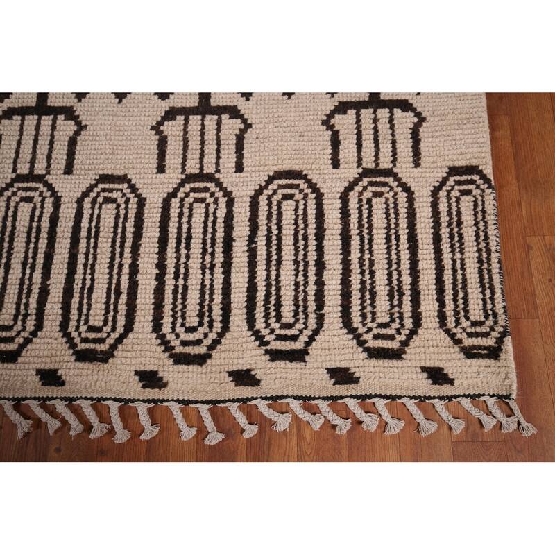 Moroccan Oriental Area Rug Hand-Knotted Contemporary Wool Carpet - 8'11"x 12'0"