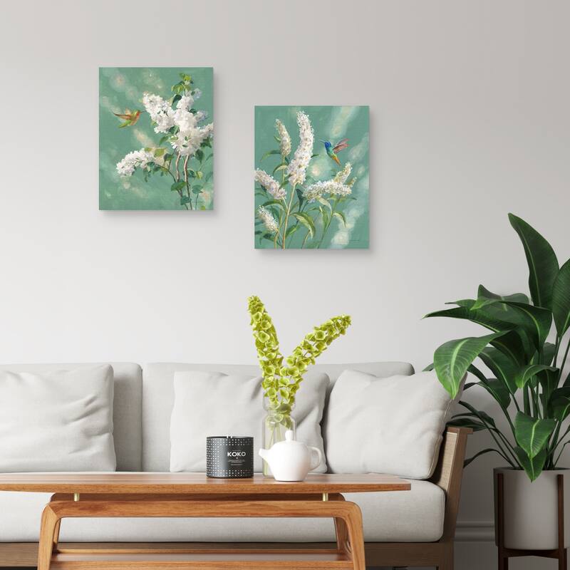 Hummingbird Spring I, Hummingbird Spring II by Danhui Nai Canvas Art Prints