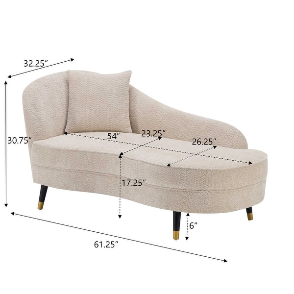 dimension image slide 1 of 2, Christopher Knight Home - Modern Upholstered Curved Chaise Lounge with Boucle Fabric & Lumbar Pillow - 61.25"W