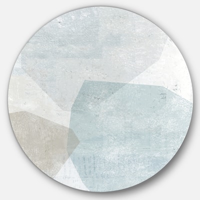 Designart 'Grey and White Collage II' Geometric Metal Circle Wall Art