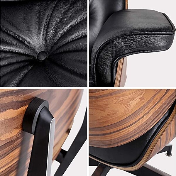 Mid-Century Classics Top Grain Real Leather Lounge Chair with