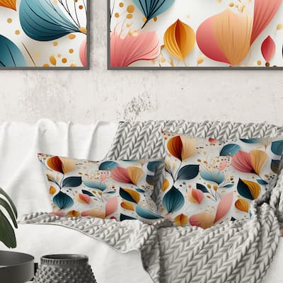 Designart "Botanical Pastel Color Floral Pattern I" Botanical Printed Throw Pillow