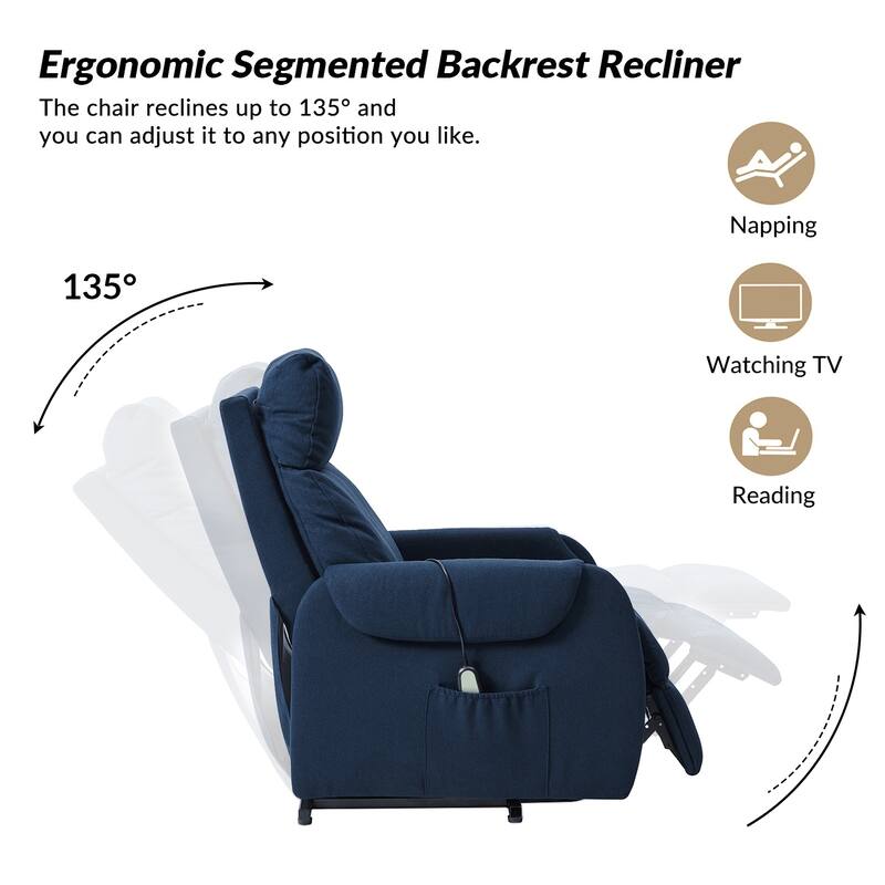 Irene Modern Lift Assist Power Recliner with Wired Controller and Side Pocket by HULALA HOME