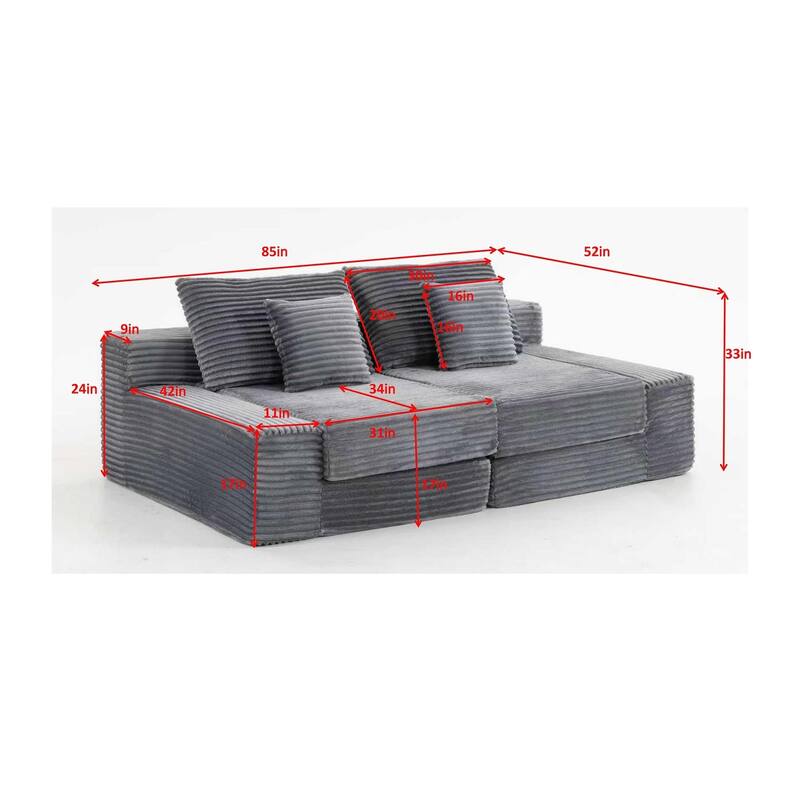 Double Lounge Chaise,Cloud Plush Sofa Bed,Upholstered Boneless Cloud Sofa Deep Seat