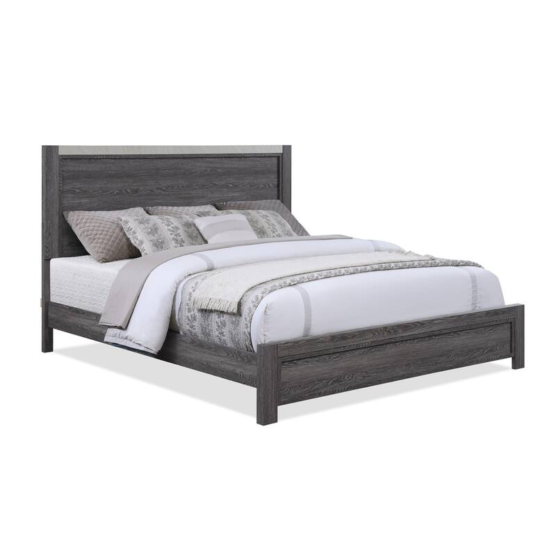 Contemporary 1pc Queen Size Panel Bed Wooden Bedroom Furniture(Only Bed)