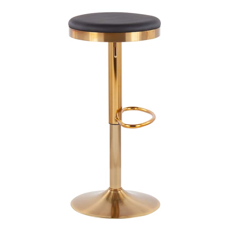 Lumisource Dakota Barstool in Gold Steel and White Leather - Set of 2 - 15"Lx15"Wx23-31.75"H