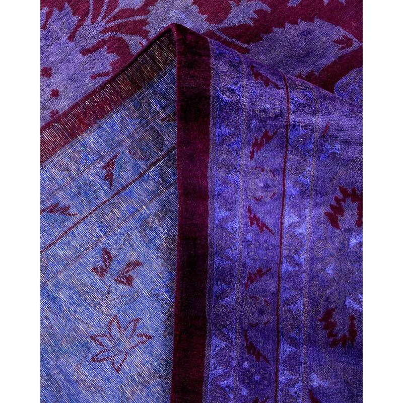 Overton Hand Knotted Wool Vintage Inspired Modern Contemporary Overdyed Purple Area Rug - 9' 2" x 12' 6"