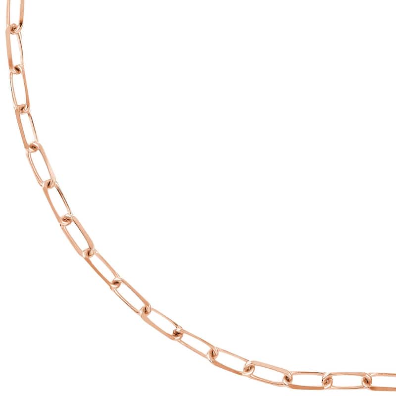 Curata 925 Sterling Silver Rose Gold Plated 3.1mm Diamond Cut Paper Clip Chain Necklace (Lobster)