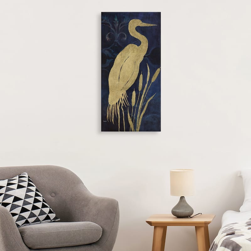 Egret on Indigo I Canvas Art Print