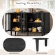 preview thumbnail 3 of 12, Farmhouse Wood Sideboard Buffet Cabinet with Tempered Glass Doors and Adjustable Shelves