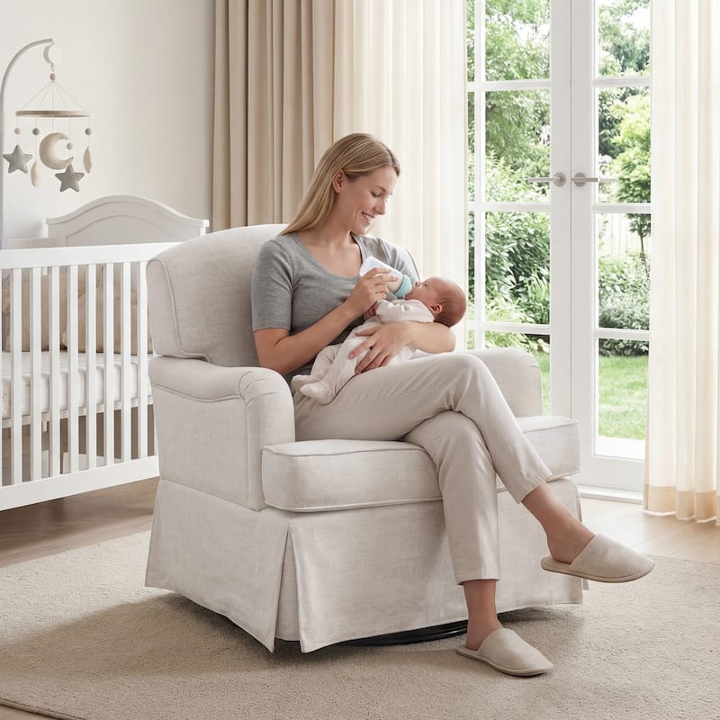 Martha Stewart Melody Swivel Glider Skirted ArmChair