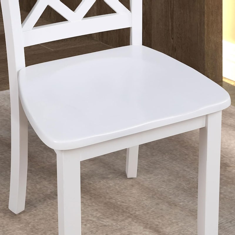 Farmhouse White Rectangular Wood 5-piece Dining Table Set