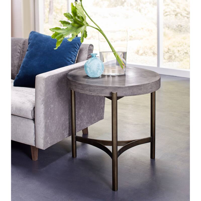 Lyon Round Concrete and Metal Side Table