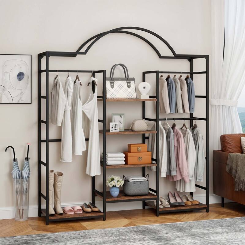 Moasis Heavy Duty Clothes Rack With Storage Shelves Closet Organizer System