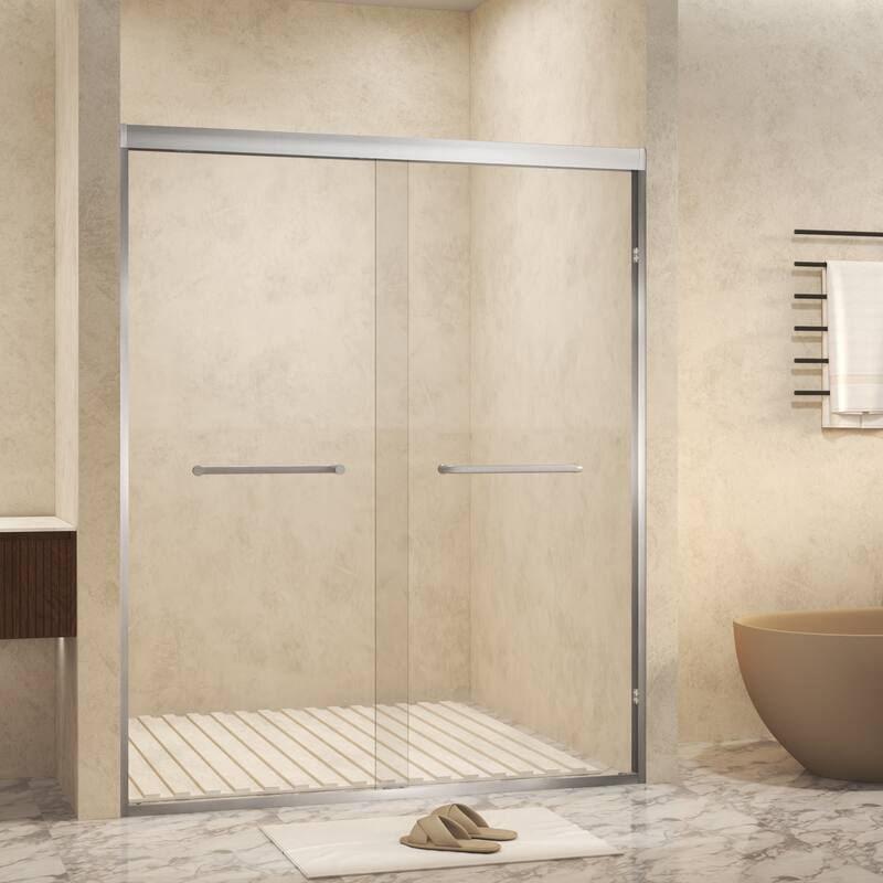 GDFStudio - Landon Modern Double-Sliding Tempered Glass Shower Door Set